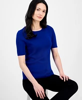 Tahari Asl Women's Fine-Rib Crewneck Sweater T-Shirt