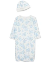 Little Me Baby Girls Roses Cotton Gown & Hat, 2 Piece Set