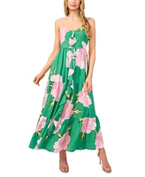 CeCe Women's Ruffle-Front Tiered Floral Maxi Dress