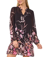 CeCe Women's Long-Sleeve Floral Mini Dress