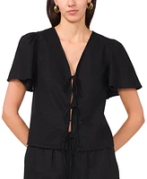 1.state Women's Tie-Front Flutter-Sleeve V-Neck Top
