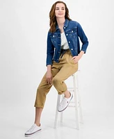 Tommy Hilfiger Womens Th Flex Denim Jacket Cable Knit Tank Top Utility Pants