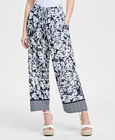 Tommy Hilfiger Women's Floral-Print Pull-On Wide-Leg Pants