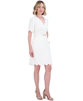 Eliza J Women's Short-Sleeve Belted A-Line Dress