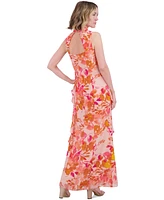 Eliza J Women's Printed Ruffle-Trims Chiffon Dress