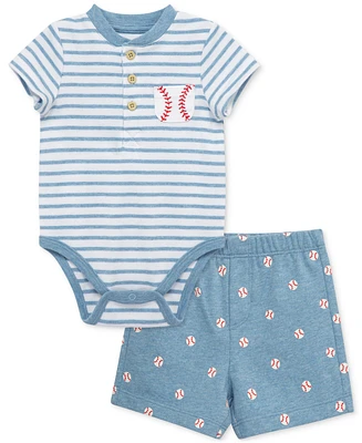 Little Me Baby Boys Cotton Baseball Bodysuit & Shorts, 2 Piece Set
