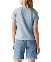 Levi's Women's Margot Cotton Embroidered-Trim T-Shirt - Delicate Embroidery