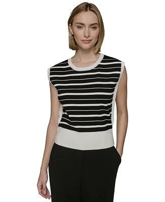 Karl Lagerfeld Paris Women's Sleeveless Stripe Sweater