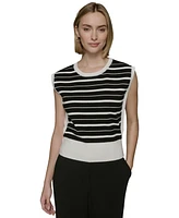 Karl Lagerfeld Paris Women's Sleeveless Stripe Sweater