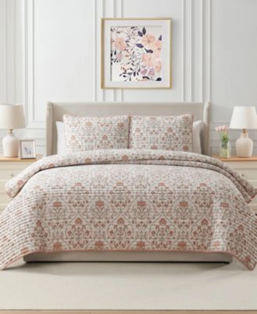 Seventh Studio Province Floral Damask Pinsonic Microfiber Quilt Sets