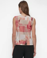 Dkny Women's Printed Zip-Shoulder Sleeveless Knit Top