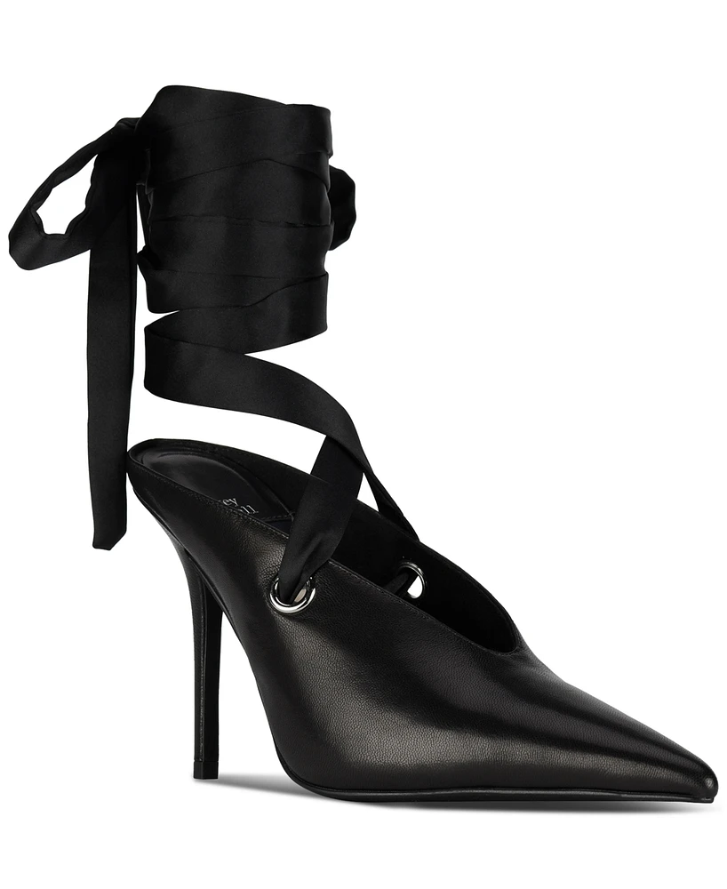 Jeffrey Campbell Grateau Sculpted High-Heel Lace-Up Mules