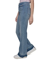 Karl Lagerfeld Paris Women's Patch Pocket Flare-Leg Jeans
