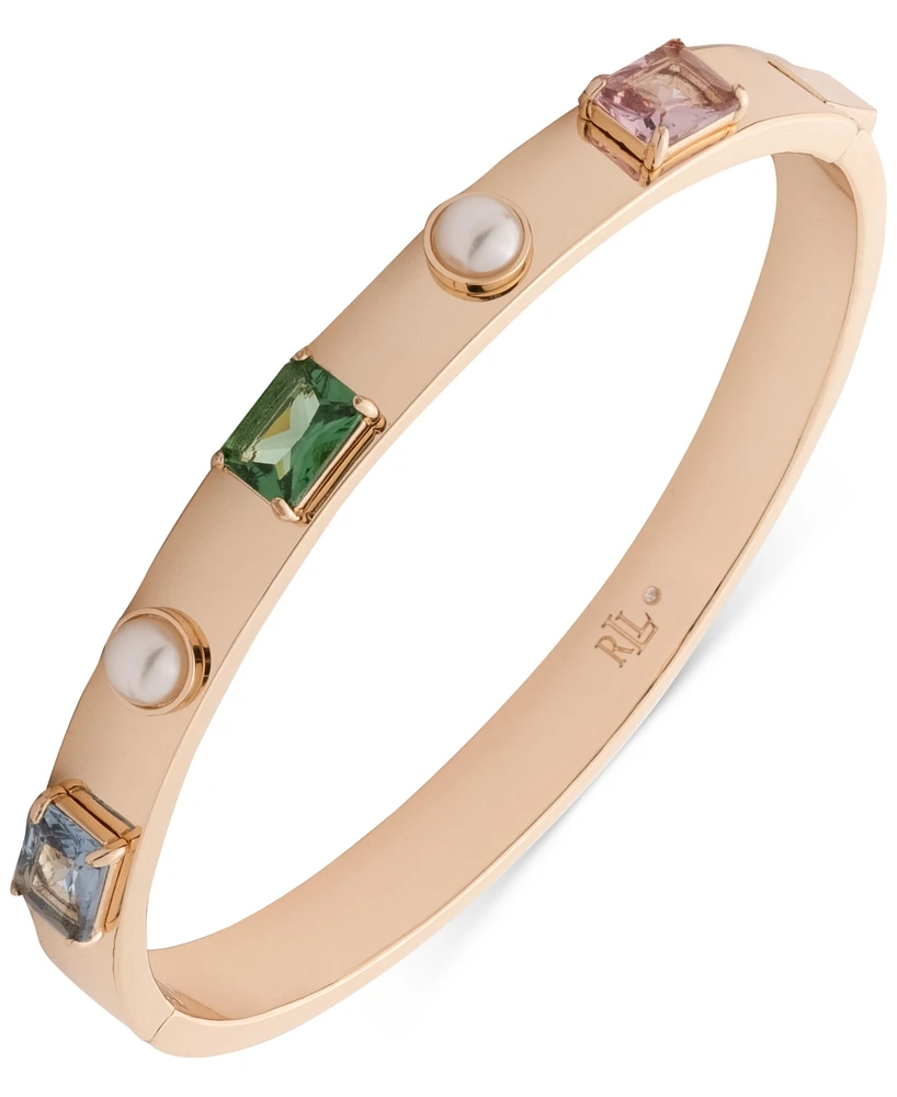 Lauren Ralph Lauren Gold-Tone Freshwater Pearl & Mixed Color Stone Bangle Bracelet