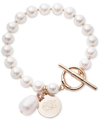 Lauren Ralph Lauren Gold-Tone Imitation Pearl Charm Toggle Clasp Bracelet