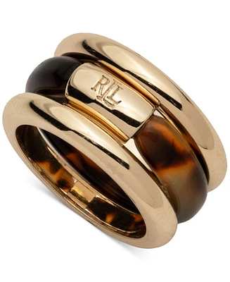 Lauren Ralph Lauren Gold-Tone 3-Pc. Set Tortoise Shell Look & Polished Stack Rings