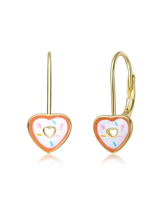 GiGiGirl Sterling Silver 14K Gold Plated with Multi Colored Enamel Heart Donut Earrings