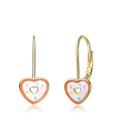 GiGiGirl Sterling Silver 14K Gold Plated with Multi Colored Enamel Heart Donut Earrings