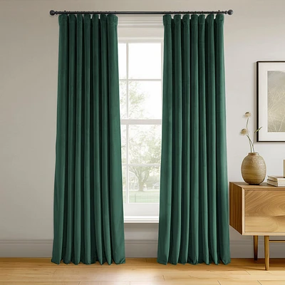 Half Price Drapes Blackforest Green Signature Velvet Blackout Curtain