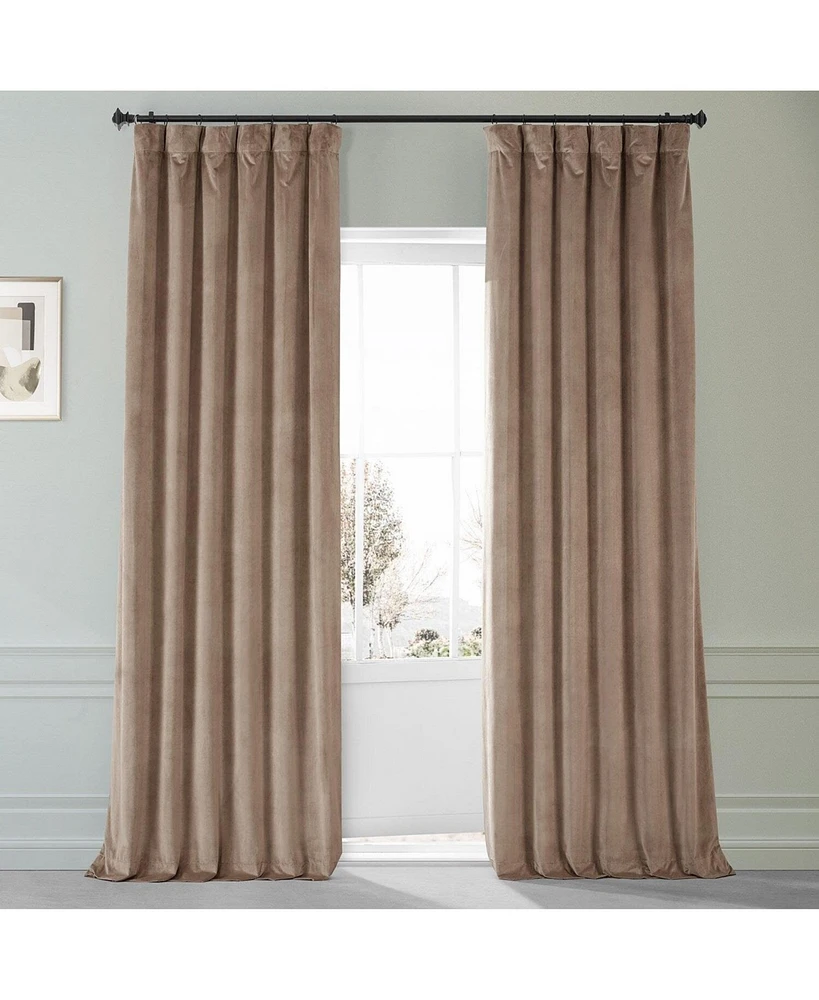 Half Price Drapes Pashmina Taupe Signature Plush Velvet Hotel Blackout Curtain