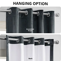 Half Price Drapes Distance Blue Grey Grommet Signature Velvet Blackout Curtain