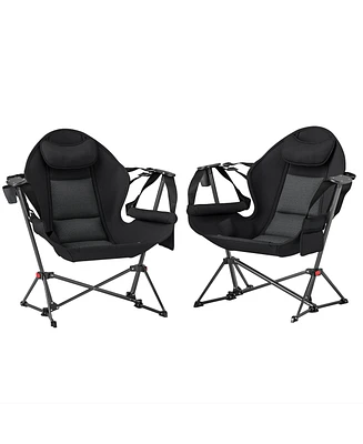 Outsunny Hammock Camping Chair Set of 2 with Adjustable