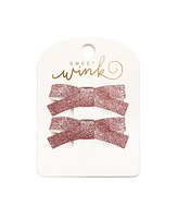 Child Girl Pink Glitter Bow Clip Set