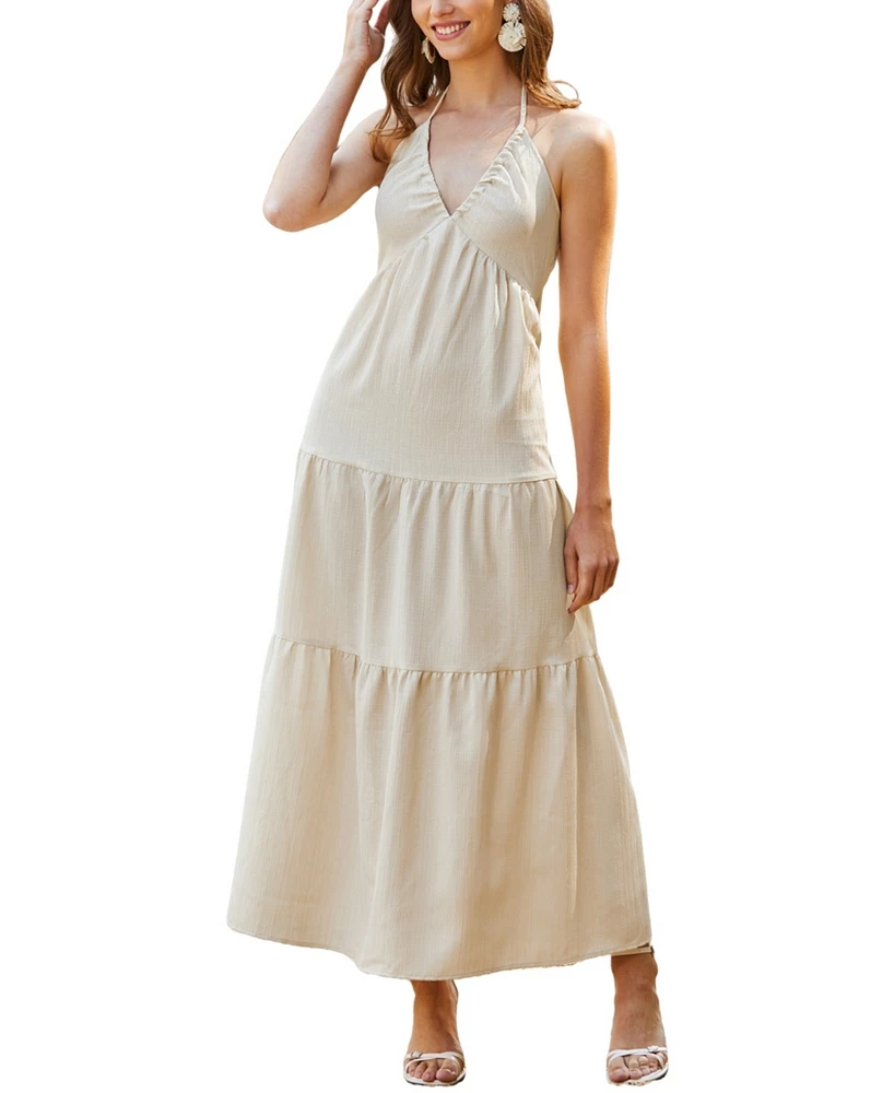 Women's Seaside Siren Creme Maxi Beach Dress