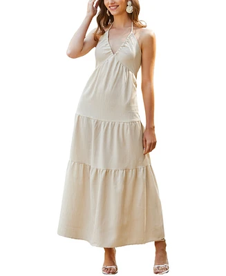 Women's Seaside Siren Creme Maxi Beach Dress