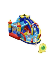 Inflatable Bounce Castle with Slide Climbing Wall and 450W Blower