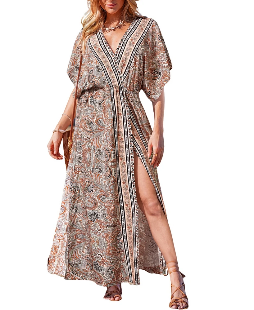 Women's Soulful Serenity Paisley Cover-Up Maxi Beach Dress