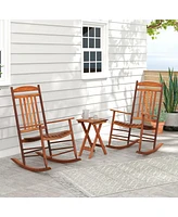 3-Piece Outdoor Rocking Bistro Set with Cushioned Chairs and Side Table