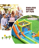 8-in-1 Inflatable Bounce House with Water Slide Ultimate Outdoor Playset for Kids