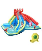 Inflatable Water Slide Bounce House with Water Cannon Fun Outdoor Playset for Kids