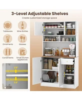 Pantry Cabinet with Built-in Outlets for Convenient Dining Room Storage