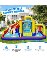 7-in-1 Inflatable Water Slide with 735W Air Blower and Splash Pool