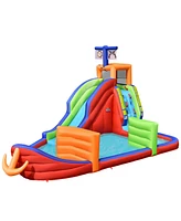 6-in-1 Pirate Ship Waterslide Kid Inflatable Castle with Water Guns and 735W Blower