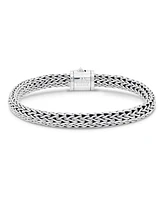 Black Spinel & Sterling Silver Dragon Bone Oval 7mm Chain Bracelet