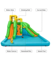 Inflatable Water Park Bounce House with Climbing Wall Fun Outdoor Playset