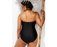 Swimsuits for All Plus Fringe Bandeau One Piece Swimsuit