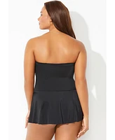 Swimsuits for All Plus Ruched Skirted Bandeau Swimdress