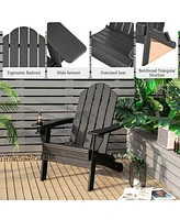 Gymax Patio Folding Adirondack Chair Weather Resistant Cup Holder Yard