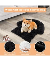 40"x 35"x 26" Plush Calming Dog Couch Bed with Anti-Slip Bottom