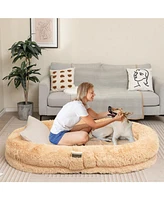Washable Fluffy Human Dog Bed with Soft Blanket and Plump Pillow