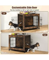 Dog Crate Furniture with Double Lockable Doors and Removable Pull-out Tray