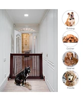 Folding Adjustable Free Standing 3 Panel Wood Fence
