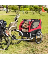 Dog Bike Trailer Foldable Pet Cart with 3 Entrances for Travel