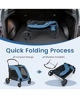 4 Wheels Extra Large Dog Stroller Foldable Pet Stroller with Dual Entry