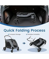 4 Wheels Extra Large Dog Stroller Foldable Pet Stroller with Dual Entry