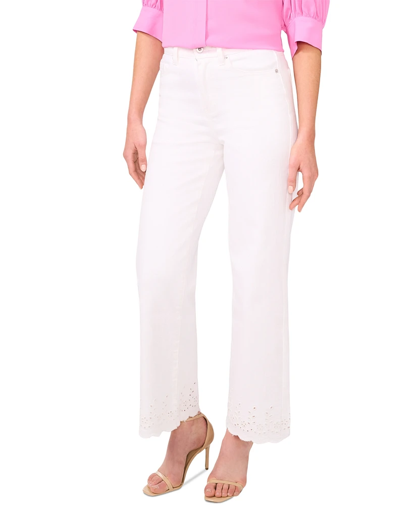 CeCe Women's Eyelet Scallop-Hem Jeans